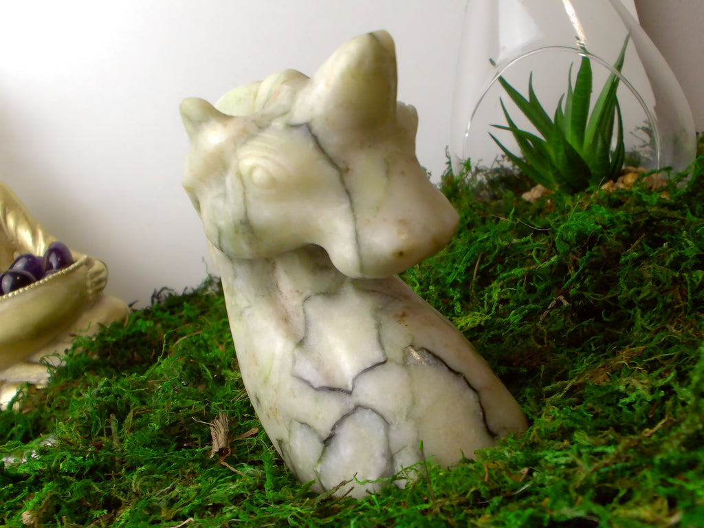 Einhornkopf Aus Weißerjade